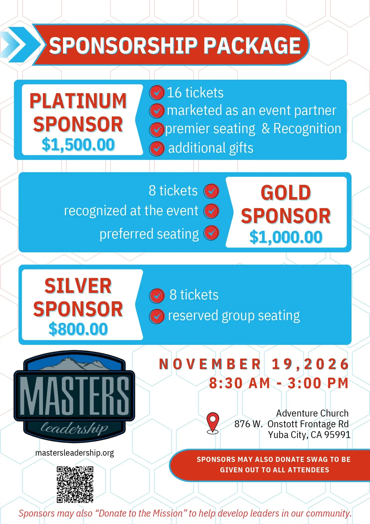 Sponsorship Package infographic showing Platinum ( alt=
